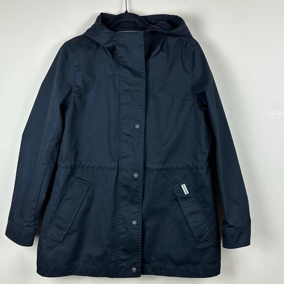 Hunter Navy Hooded Rain Jacket Womens Medium Waterproof Utility Gorpcore Hiking - Picture 2 of 12